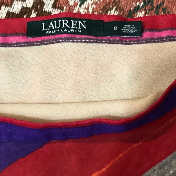 Lauren Ralph Lauren Multicolor Diagonal Stripes High Waist A-line MIDI Skirt - Picture 3 of 11